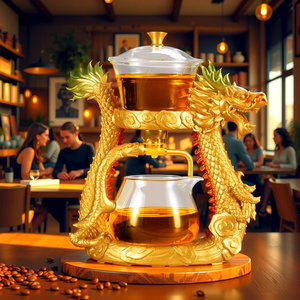 กาน้ำชาแก้วบอโรซิลิเกตทรงสูงทนความร้อนรูปมังกรทองใช้ในบ้านกาน้ำชาอัตโนมัติแบบขี้เกียจใช้ในบ้าน - Product Image 6