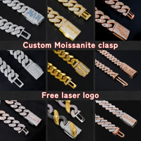 Chaîne cubaine en moissanite 16mm 18mm, collier personnalisé Hip Hop en argent 925, chaîne cubaine en moissanite diamant VVS