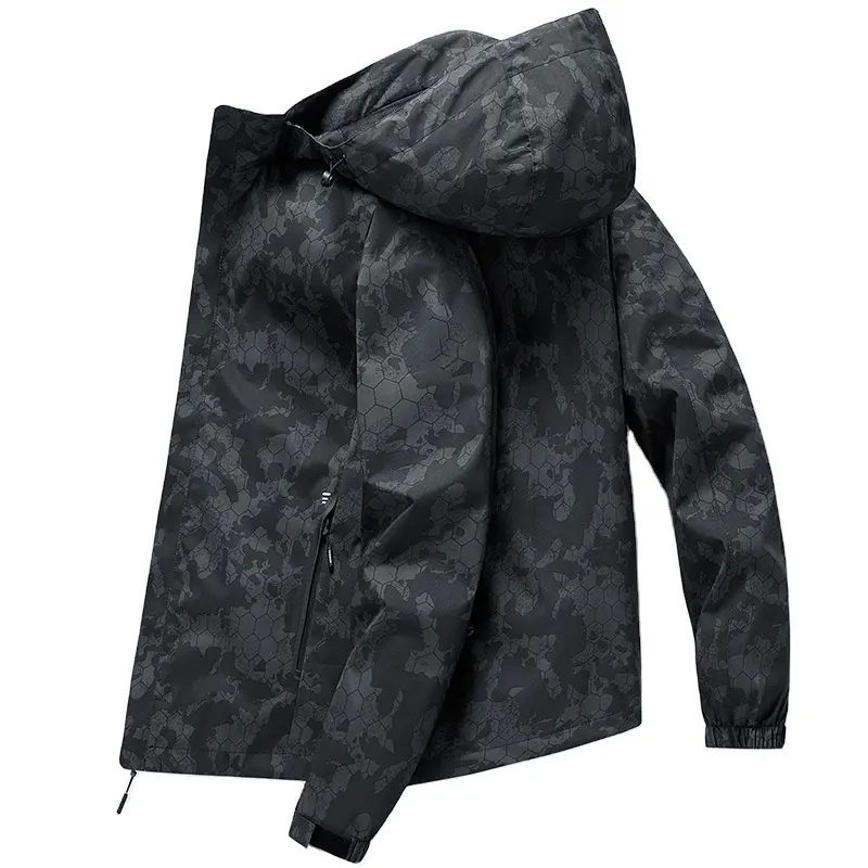 Henrich Fast delivery Black Outdoor Jacket Fabric Waterproof Windproof Winter Jacket With Removable Windproof Hat