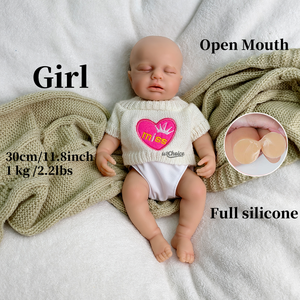 Muñecas Reborn <span class=keywords><strong>Miniatura</strong></span> <span class=keywords><strong>de</strong></span> 30 cm, Hechas a Mano, con Rasgos Realistas, Cuerpo Ultra Suave, Seguro, No Tóxico, Decoración Perfecta para Guardería, Regalo - Product Image 4