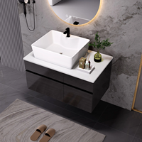 Meuble de salle de bain suspendu en bois massif de luxe, directement de l'usine, antirouille, couleurs fraîches, meubles de salle de bain avec miroir intelligent