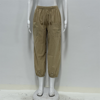 Pantalon ballon décontracté pour femme, taille haute, coupe ample, longueur cheville, avec boutons, personnalisable OEM/ODM avec logo