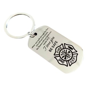 Nouveau porte-clés en acier inoxydable de marque militaire pour homme, motif signal d'alarme incendie, pour la sécurité des pompiers - Product Image 5