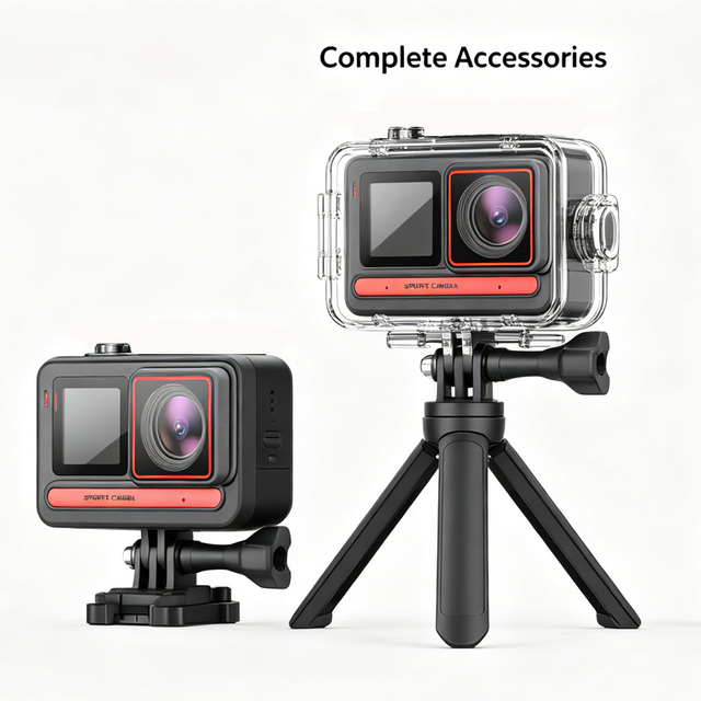 Waterproof Sport Action Camera 4K 60fps Video IP68 2.2inch Screen 256G Built-in Long-Lasting 180 Mins Vlogging 140 Wide Angle