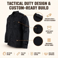 Fabricant d'uniformes tactiques KMS Black BDU, uniforme tactique respirant, léger, lavable, pour activités de plein air et randonnée.