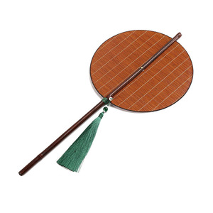 Abanico Redondo de Bambú, Abanico de Hoja de Palma Tejido a Mano con Borla, Regalo Coleccionable Artístico - Product Image 5