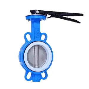 Stainless Steel 4in/6in/8in 304 Disc Hand Turbine Epdm/Ptfe Seat Stainless Steel Wafer Handle Ductile Iron Butterfly Valve