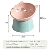 Gamelle surélevée portable 2-en-1 en plastique solide pour animaux de compagnie, forme oreilles de chat, antidérapante et anti-choc – Bol pour nourriture et eau en extérieur