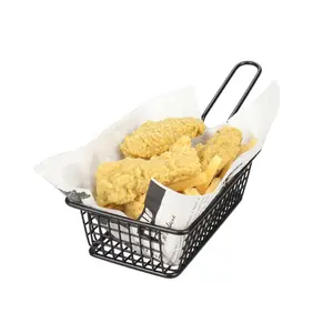 DD943 Rechteck Mini Food Storage Mesh Körbe Koch filter halter für Küche Restaurant Eisen Small Barbecue Fry Basket