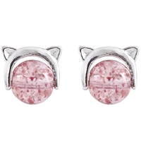 Boucles d'oreilles clous tendance en argent sterling 925 ED1118 avec zircon pour femme, design oreilles de chat mignonnes, bijoux en argent