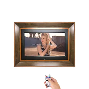 Pemutar Video Layar Lcd Bertenaga Baterai Resolusi Tinggi Bingkai Foto Digital Elektronik Kayu 10.1"