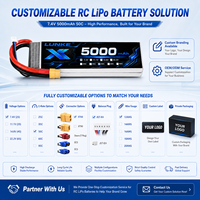 Baterai LiPo 7.4V 5000mAh 50C High Discharge, Sel Daya Lithium Isi Ulang untuk Drone FPV, Mobil RC, Pesawat, Model Hobi 102535