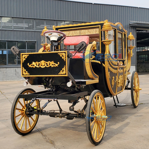 Carrosse royal de luxe à 4 roues pour mariages et visites touristiques, noir et or - Product Image 1