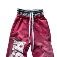 Celana Sweatpants Oversize Bordir Patch Berkualitas Tinggi dengan Double Waistband 100% Katun Unisex Custom Letter Patch Streetwear