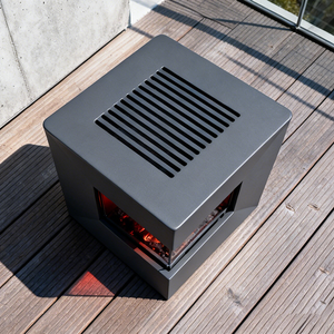 Brasero Moderno de Acero en Forma de Cubo con Laterales de Vidrio Templado, <span class=keywords><strong>Chimenea</strong></span> de Leña para Exteriores, Patio y Jardín - Product Image 6