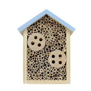 บ้านผึ้งเมสันโรงแรมผึ้งสีฟ้ากลางแจ้งสำหรับสวนและลานรังไม้ไผ่ทำมือสำหรับผึ้งผีเสื้อและเต่าทอง - Product Image 4