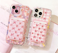 Dompet Ponsel Kulit PU & Kanvas Magnetik Kartun Kustom, Tempat Kartu Aman untuk iPhone, Dapat Digunakan dengan Paspor