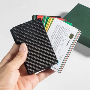 Мини-кошелек из углеродного волокна для банкомата со съемным зажимом для денег, кредитной картой, защищенным зажимом, NFC, держатель для карт из углеродного волокна