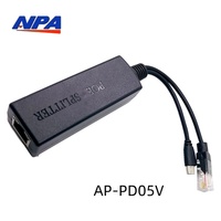 ANPA PD05V 5V PoE Splitter 1 puerto apilable 10/100Mbps IEEE 802.3af/at Adaptador para cámara IP AP inalámbrico