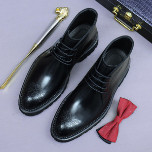 Botas Martin de Hombre con Cordones, Estilo Británico, Punta Redonda, Suela Gruesa, de Cuero Genuino, a Media Pantorrilla, Modernas y Versátiles para Otoño-Invierno - Product Image 3
