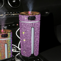 Purificateur d'air de voiture, humidificateur orné de diamants, diffuseur d'aromathérapie alimenté par USB, porte-gobelet, éclairage d'ambiance, barre d'oxygène