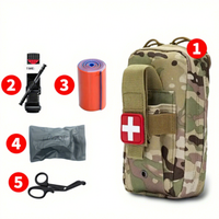 Trousse de premiers secours tactique portable en nylon 600D, capacité 2L, étanche, pour le contrôle des saignements, la sécurité et la survie