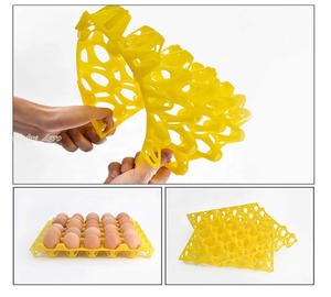 علبة قفص البيض بطبقة بلاستيكية بوهيمية سعة 5*30 بيضة أدوات نقل دوارة معدات الدواجن ديكور منزلي - Product Image 6