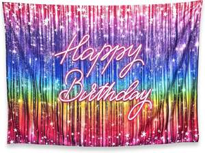 Joyeux anniversaire néon arc-en-ciel saupoudrer moderne Groovy fête photographie fond pour anniversaire Photo <span class=keywords><strong>Studio</strong></span> Shoot personnalisé en Stock - Product Image 5