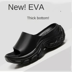 Sandales d'été à talon épais pour femmes <span class=keywords><strong>Paris</strong></span>, nouvelle mode, antidérapantes, pantoufles extérieures en PU, confortables, beige, pour la plage - Product Image 2