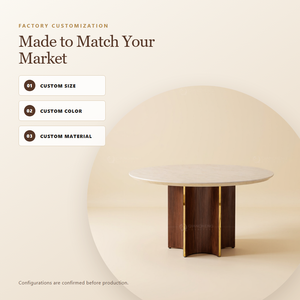 <span class=keywords><strong>Table</strong></span> de salle à manger <span class=keywords><strong>ronde</strong></span> moderne en gros <span class=keywords><strong>d</strong></span>'usine, sur mesure, en acier inoxydable avec base à motif grain de bois pour hôtel, restaurant, villa - Product Image 4