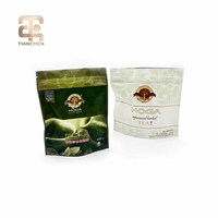 Sachet en aluminium alimentaire à fond plat avec fenêtre et fermeture éclair pour emballage de thé, caractéristique de sécurité pour lait et aliments pour animaux de compagnie