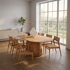 Contemporary Durable Teak Wood <b>Outdoor</b> Dining <b>Table</b> Set with Six Chairs for Farmhouse & Park Use - Product Image 2