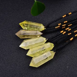 Wholesale High quality Citrine Pendant Citrine Crystal Necklace Double Point Crystal Pendant