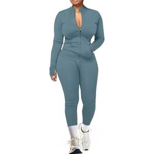 Conjunto Deportivo Personalizado para Mujer, Chaqueta con Cierre y Mangas Largas, Leggings de Secado Rápido, Estilo Deportivo para Gimnasio y Entrenamiento - Product Image 4