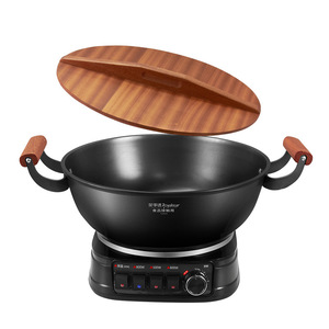 Rongshida Electric Skillet 3L Black Round Multi Functional Cooking Pot With Wooden Handle For Home Use - Product Image 2