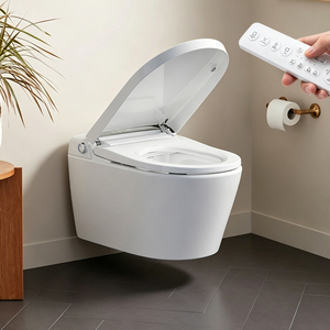Bidé Inteligente de Lujo Alargado para Montaje en Pared, con Sifón en S, Cerámica, Calentamiento Instantáneo, Control Remoto y Sensor de Radar para Proyectos Hoteleros - Product Image 2