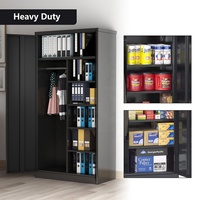 Armoire de rangement moderne en métal pour bureau et garage, placard en acier avec 2 portes et étagères pour usage domestique, bureau et atelier