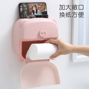 Pink Pig Wall Mounted Toilet Paper Holder With Phone Stand For Bathroom Use - Product Image 3