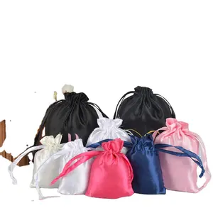 Персонализированные шелковистые атласные сумки, мягкие сумки для хранения париков, атласные Упаковочные пакеты для париков, ювелирные изделия с Кулиской