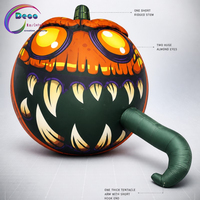 Lanterne Jack O'Lantern gonflable sur le thème d'Halloween avec queue en lierre vert pour décoration de maison hantée