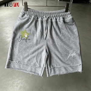 Pantaloncini da Uomo 280 GSM Streetwear con Coulisse, Stile Vintage Casual, Bordi Grezzi, Tinta Unita, Stampati o Ricamati, Personalizzabili con Logo, Disponibili all'Ingrosso - Product Image 1