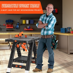 Bàn làm việc gấp đa năng Airaj, mặt bàn bằng thép không gỉ, dùng cho nhà để xe, văn phòng, bàn làm việc đa chức năng - Product Image 5