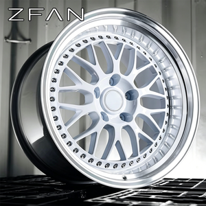 Jantes en alliage forgé ZFAN 18-26 pouces 5x114.3 ET25 2 pièces en aluminium 6061-T6 à bordure étagée blanc brillant pour Mercedes RR Audi - Product Image 2