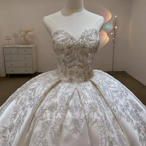 Princess Satin <b>Wedding</b> Dress Sweetheart Sleeveless Lace-Up Back Ball Gown Lsjj87 Jancember - Product Image 4