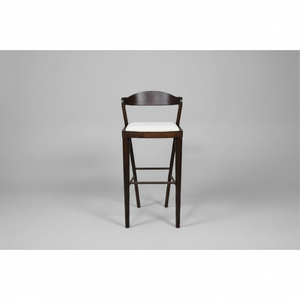 Stylish Wooden Bar <b>Stool</b> with Upholstered <b>Seat</b> and Curved Back Design for Dining Room Restaurant and Outdoor Areas - Product Image 2