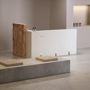 New Design Luxury Solid Wood Front Desk LED Light Bar Reception Desk White Cashier Desk - Product Image 2