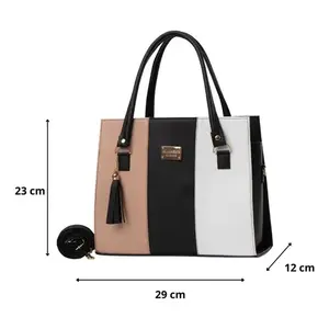 Sac fourre-tout Fana Irem pour femme, noir, blanc, rose, avec rabat, bandoulière, pochette à maquillage, style luxueux - Product Image 6