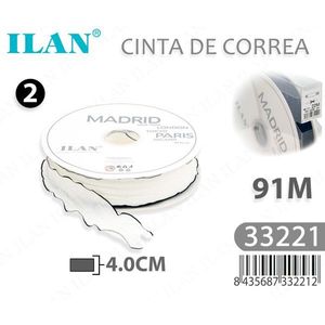 Cinta de tela Ilan de 4.0 cm x 91 m, color blanco Madrid, para manualidades y costura - Product Image 3