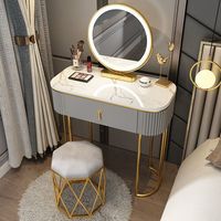Table de maquillage rose délicate pour filles avec miroir éclairé, coiffeuse de chambre pour jeunes femmes