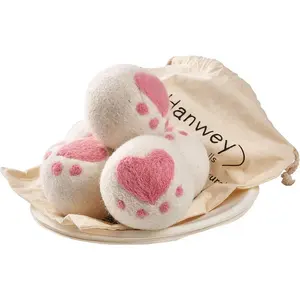 cute heart alpaca organic 100% new zealand sheep wool color popular best seller dryer balls pack of 6